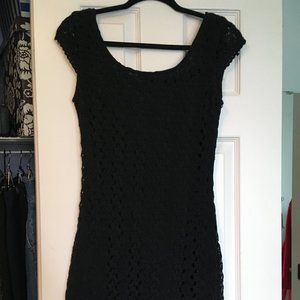 Black Crochet Dress with Lining